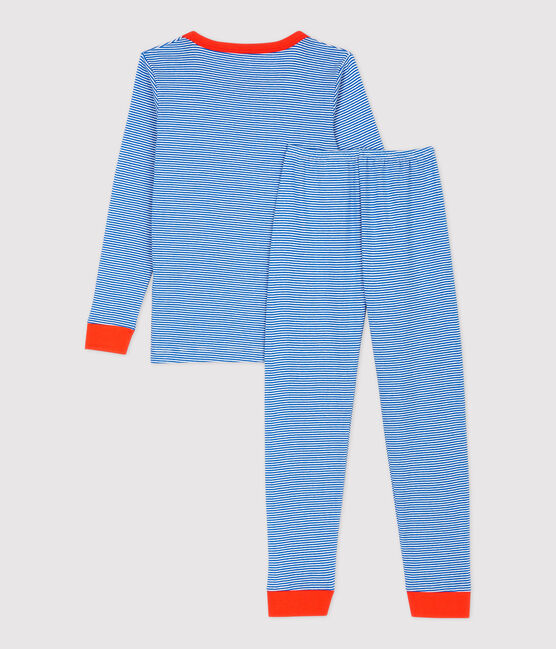 Boys' Snugfit Pinstriped Pyjamas RUISSEAU blue/MARSHMALLOW white