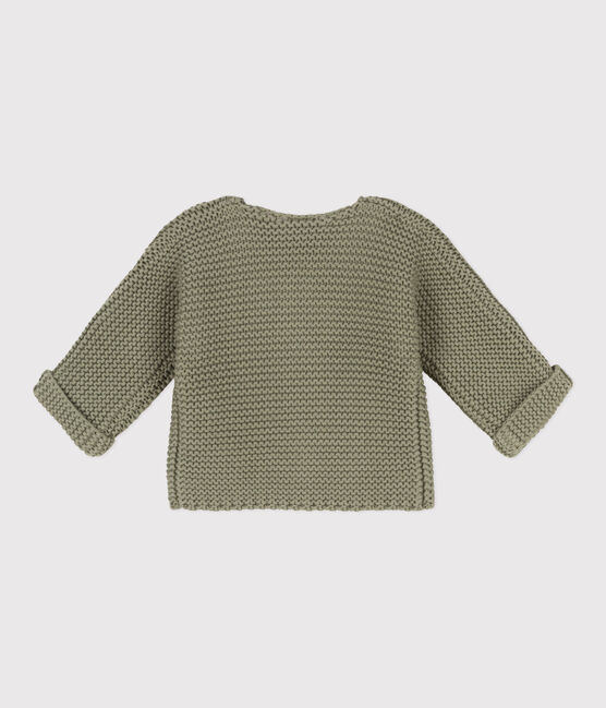 Babies' Moss Stitch Cotton Cardigan MARECAGE green