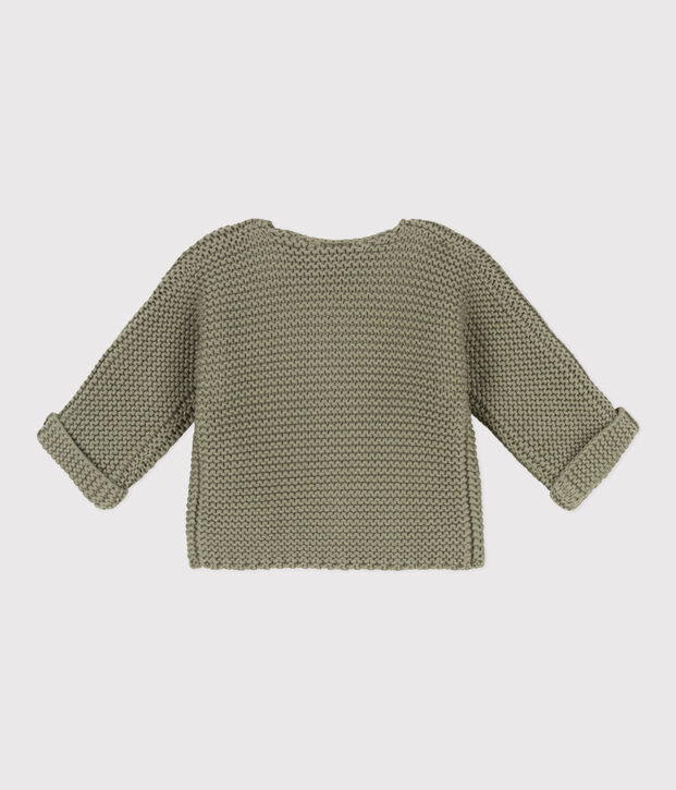 Babies' Moss Stitch Cotton Cardigan green
