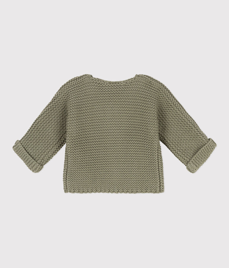 Babies' Moss Stitch Cotton Cardigan green