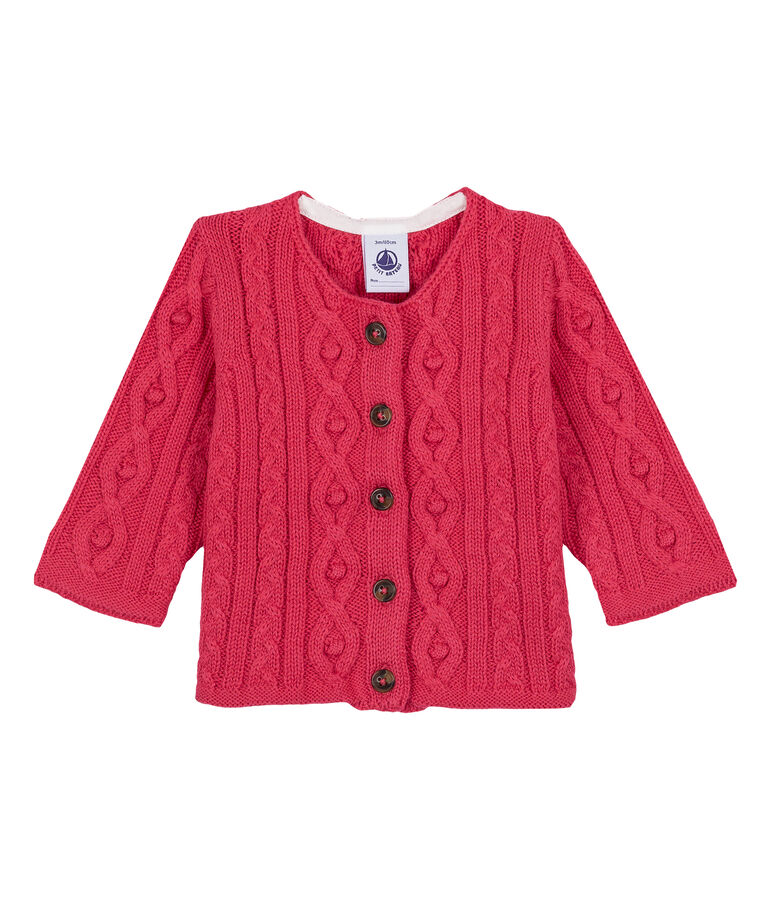 Cable-knit cardigan pink