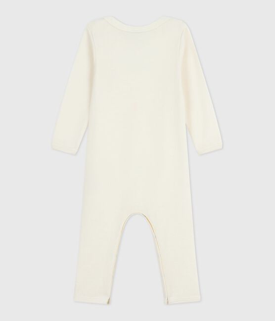 Babies' long-leg wool and cotton body ECRU 08163