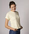 Women's Plain Linen and Cotton Blend T-Shirt MARSHMALLOW white