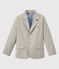 Boy's jacket in striped canvas MINERAI grey/LAIT white