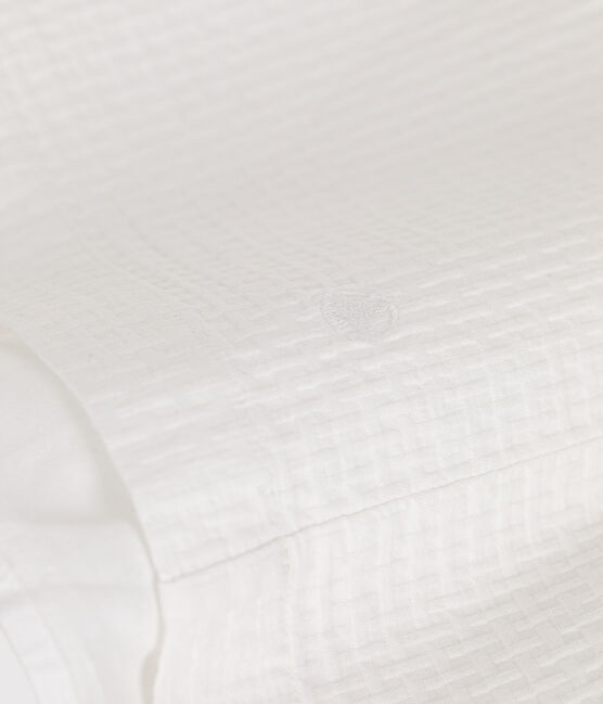 Girls' Sleeveless Textured Cotton Dress MARSHMALLOW white