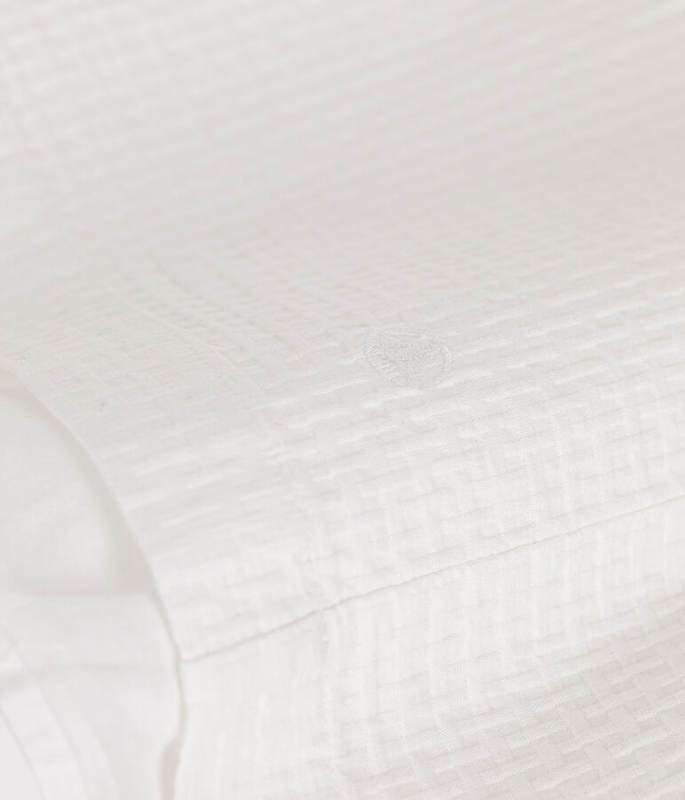 Girls' Sleeveless Textured Cotton Dress MARSHMALLOW white