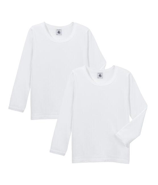 Girls' Long-sleeved T-Shirt - 2-Piece Set LOT white