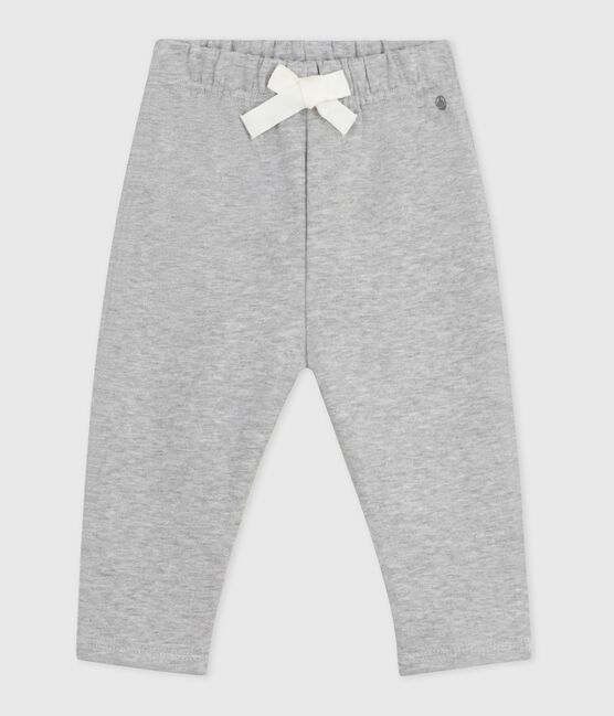 Babies' plain cotton trousers FUMEE CHINE grey