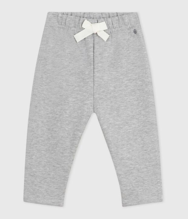 Babies' plain cotton trousers grey