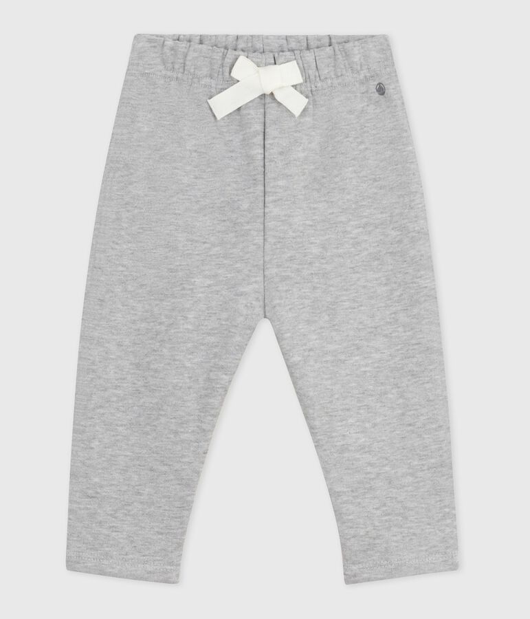 Babies' plain cotton trousers grey
