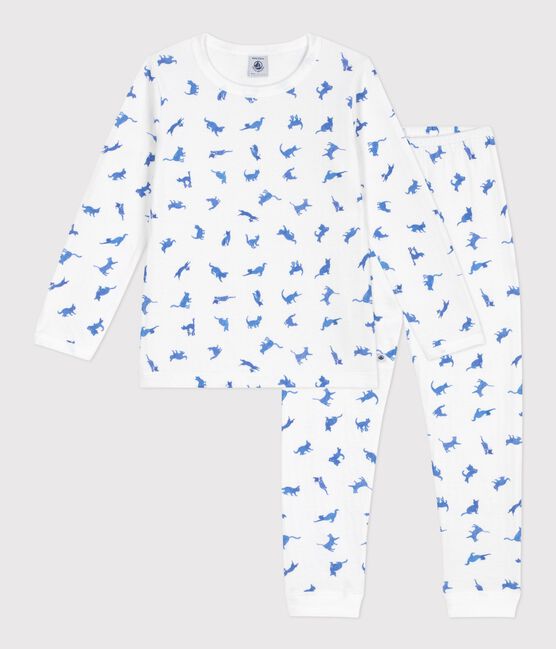 Children's cat print cotton pyjamas MARSHMALLOW white/MULTICO white
