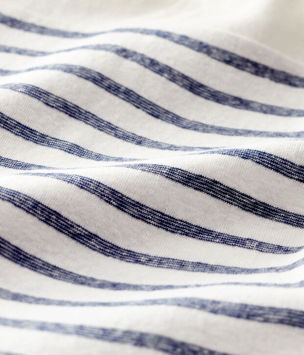 Baby Boys' Stripy Cotton and Linen Blend Jumpsuit white/blue
