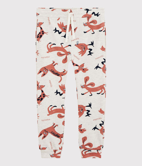 Girls' Fleece Jogging Bottoms MONTELIMAR beige/MULTICO white