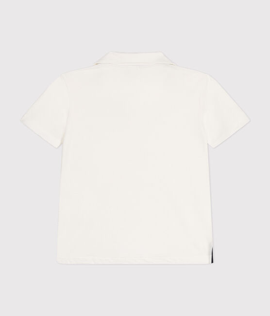 Boys' Short-Sleeved Cotton Polo Shirt MARSHMALLOW white
