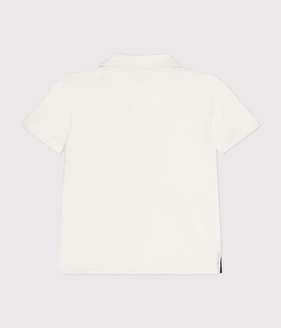 Boys' Short-Sleeved Cotton Polo Shirt MARSHMALLOW white