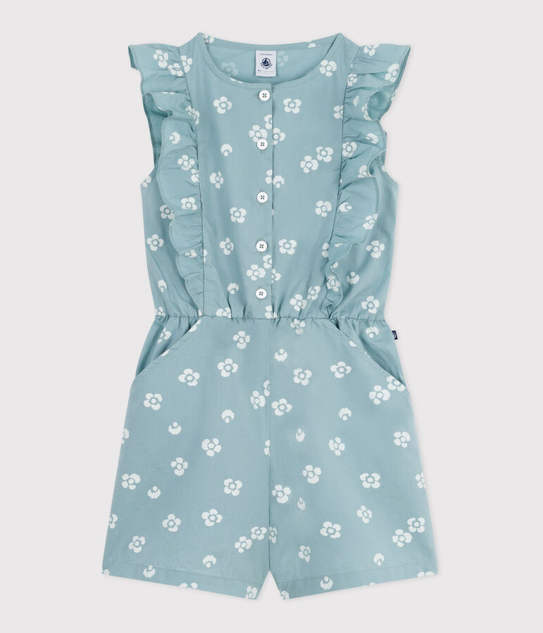 Children's sleeveless floral cotton jumpsuit green/white