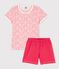 Girls' Pink Floral Print Cotton Short Pyjamas MARSHMALLOW white/GRETEL pink