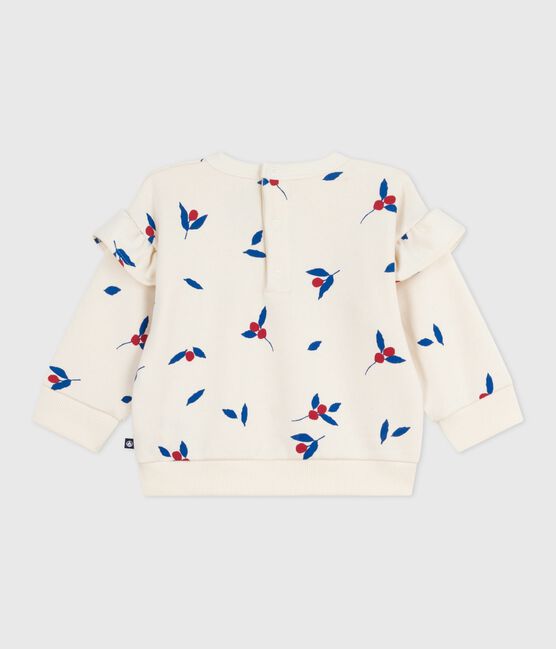 Babies' sweatshirt in berry-print cotton with ruffles MILK /MULTICO
