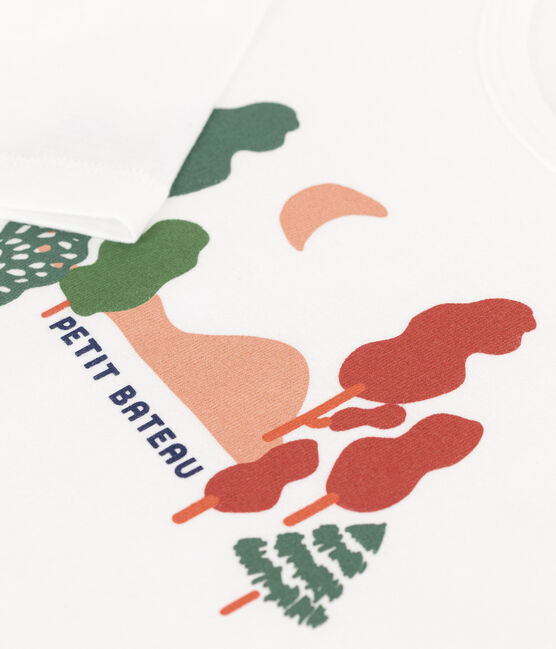 Children's long-sleeved cotton T-shirt ECUME white/MULTICO white