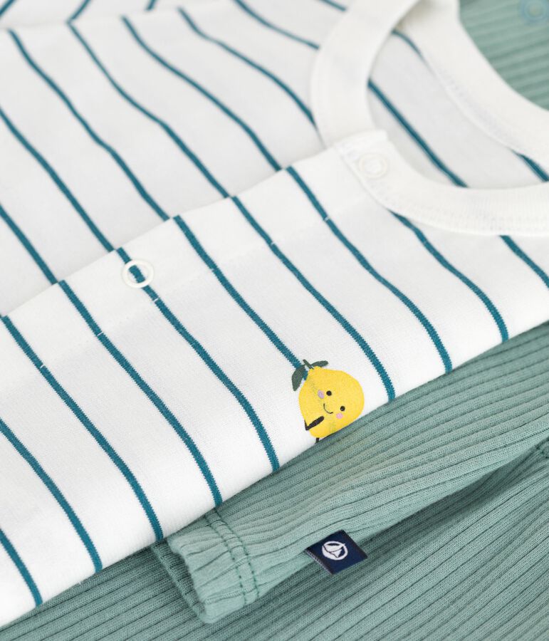 Three-piece newborn set in cotton, including a stripy lemon design T-shirt PAUL /MULTICO