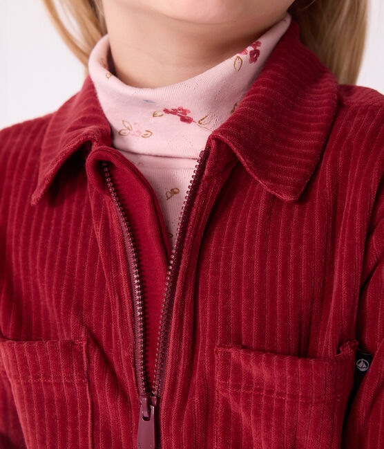 Children's printed cotton polo neck top JOLI pink/MULTICO white