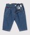 Babies' trousers in plain denim with heart embroidery blue