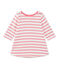 Baby girl's striped dress MARSHMALLOW white/PETAL pink