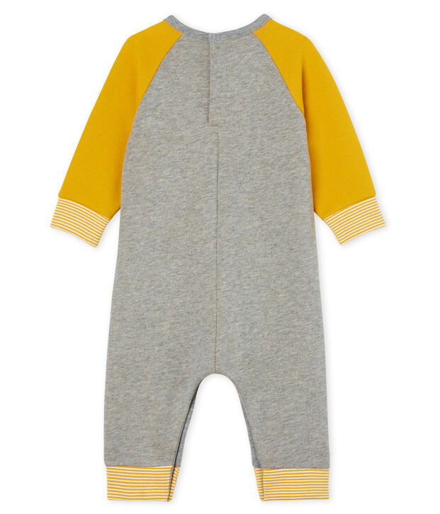 Baby Boys' Long Fleece Jumpsuit grey/yellow