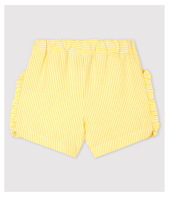 Baby Girls' Stripy Seersucker Shorts SHINE yellow/MARSHMALLOW white