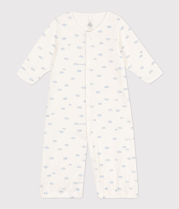Cotton Jumpsuit/Sleeping Bag white/blue
