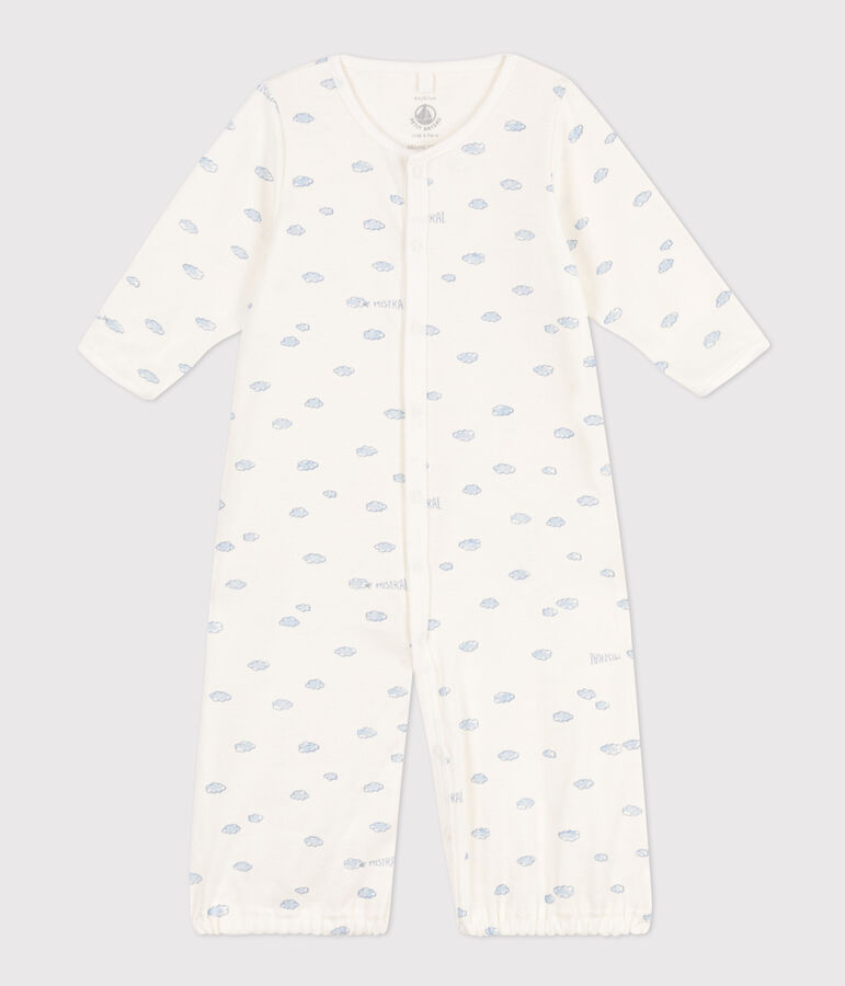 Cotton Jumpsuit/Sleeping Bag white/blue