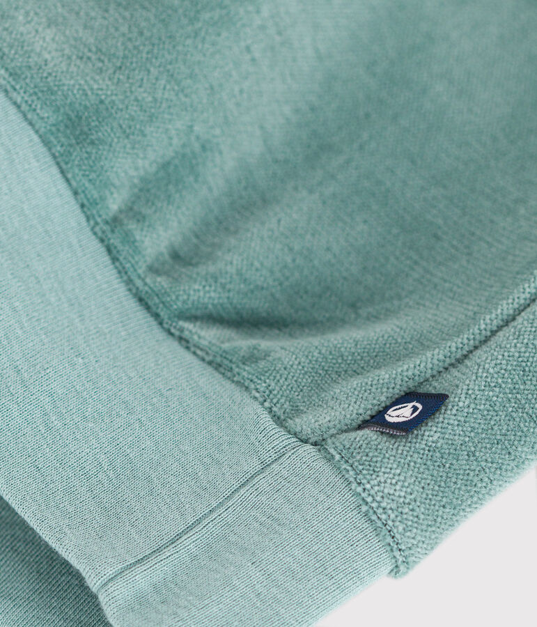 Girls' plain terry velour sweatshirt green