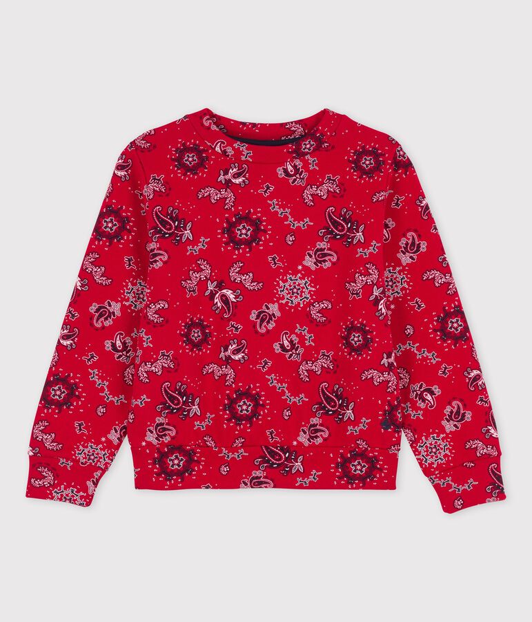 Girls' Fleece Sweatshirt TERKUIT red/MULTICO white