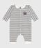 Babies Breton stripe cotton playsuit with a collar MARSHMALLOW white/SMOKING blue