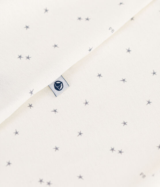 Babies' cotton pyjamas MARSHMALLOW white/MISTIGRI white