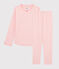 Girls' pinstriped ribbed pyjamas. GRETEL pink/MARSHMALLOW white