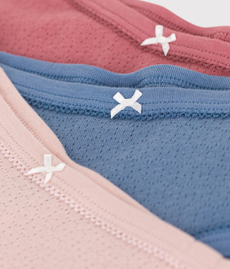 Children's plain openwork cotton knickers - 3-pack multicolor