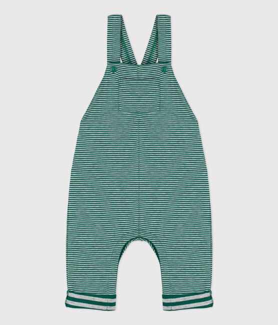 Babies' Pinstriped Long Tube Knit Dungarees EVERGREEN /FUMEE