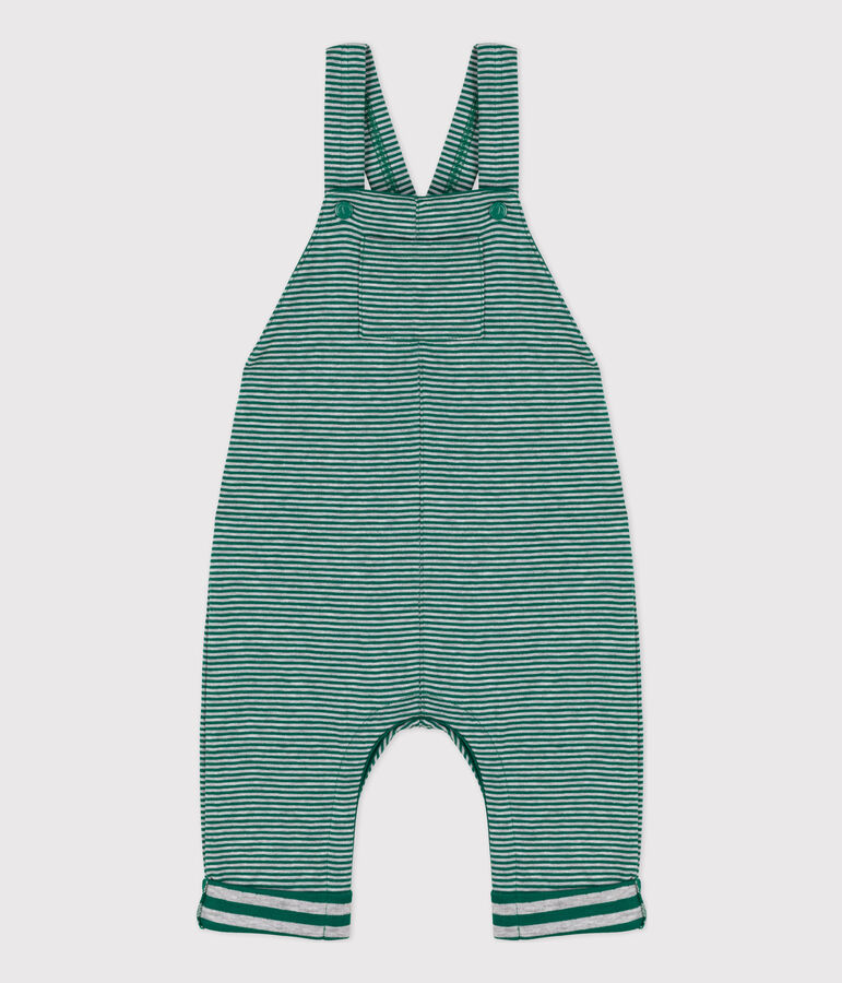 Babies' Pinstriped Long Tube Knit Dungarees green/grey