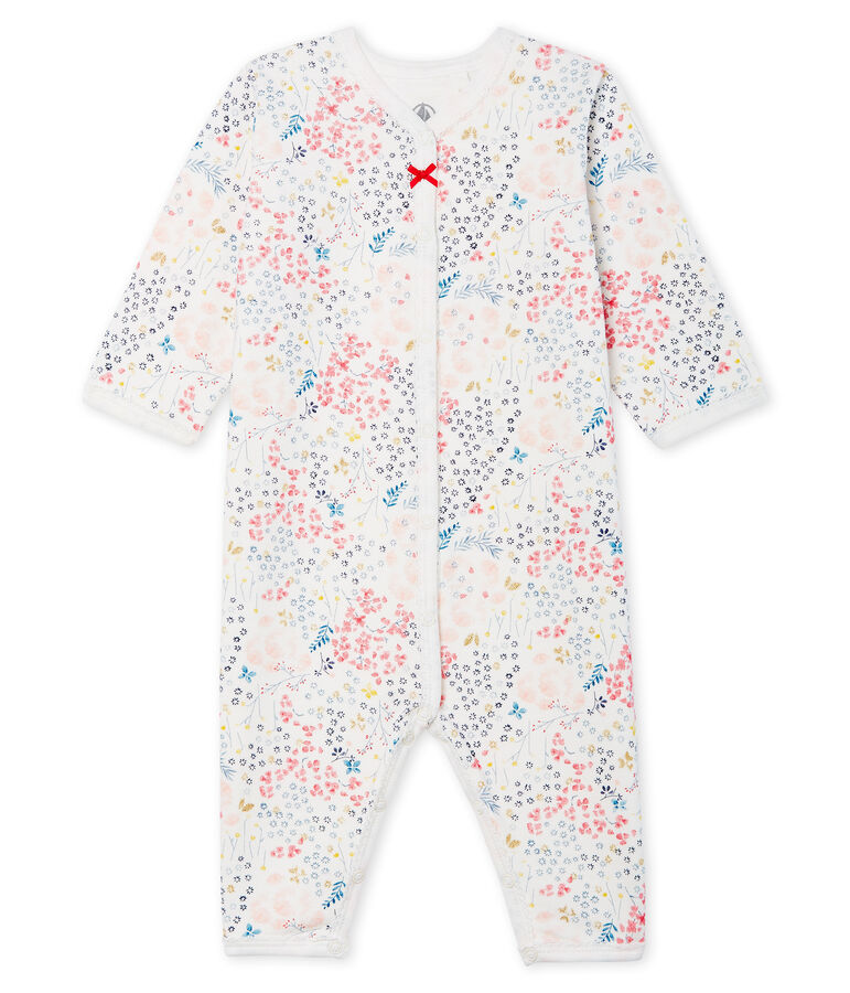 Baby Girls' Footless Tube-Knit Sleepsuit MARSHMALLOW white/MULTICO CN