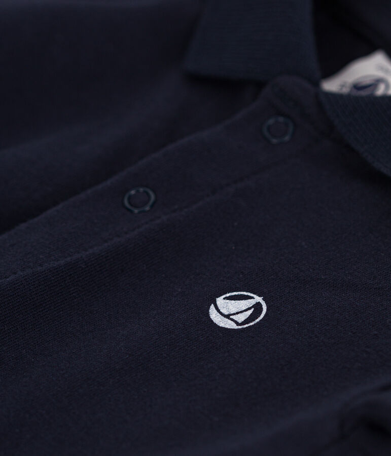 Babies' Short-Sleeved Cotton Polo Shirt blue