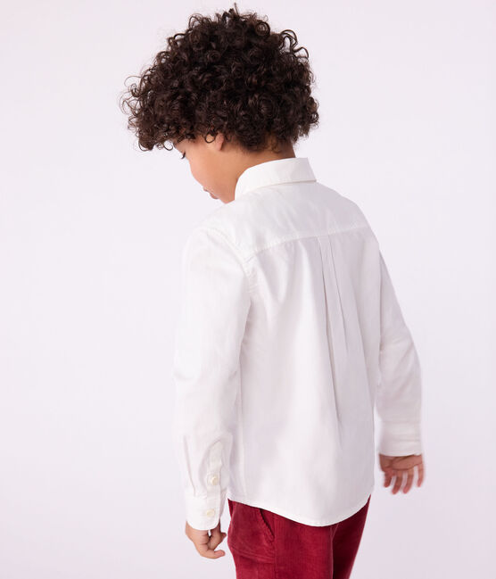 Children's long-sleeved plain cotton shirt ECUME white