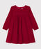 Girls' long-sleeved dress in plain velvet CORRIDA red