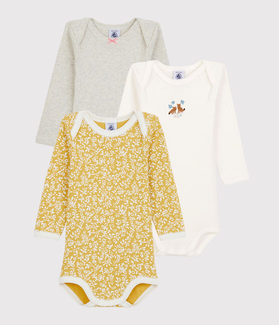 Baby Girls' Long-Sleeved Organic Cotton Bodysuit - 3-Pack variante 1