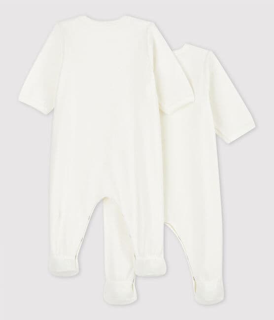 Babies' White Organic Cotton Velour Sleepsuit - 2-Pack variante 1
