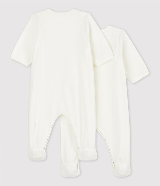 Babies' White Organic Cotton Velour Sleepsuit - 2-Pack variante 1