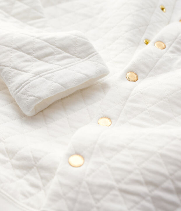 Women's Quilted Tube Knit Cardigan white