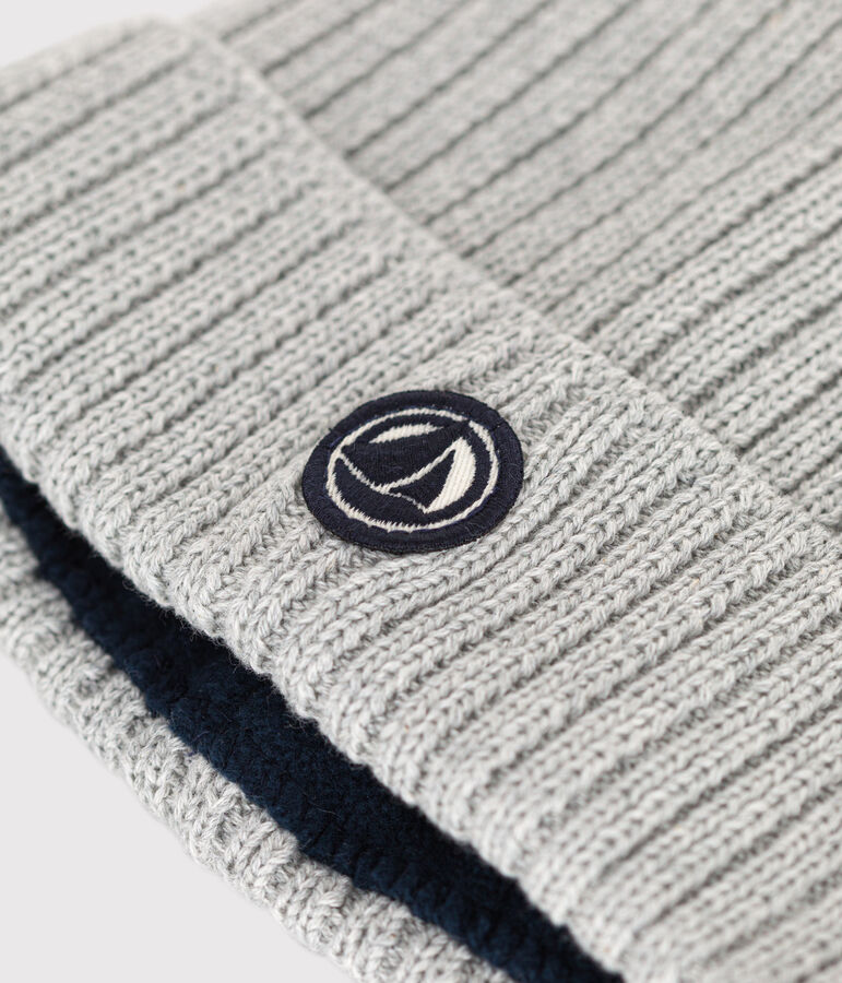 Children's polar fleece-lined knitted beanie hat CHATON CHINE grey