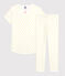 Girls' Yellow Spotted Fine Cotton Pyjamas MARSHMALLOW white/SUNNY