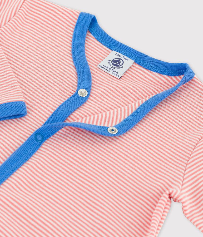 Babies' Stripy Organic Cotton Sleepsuit pink/white